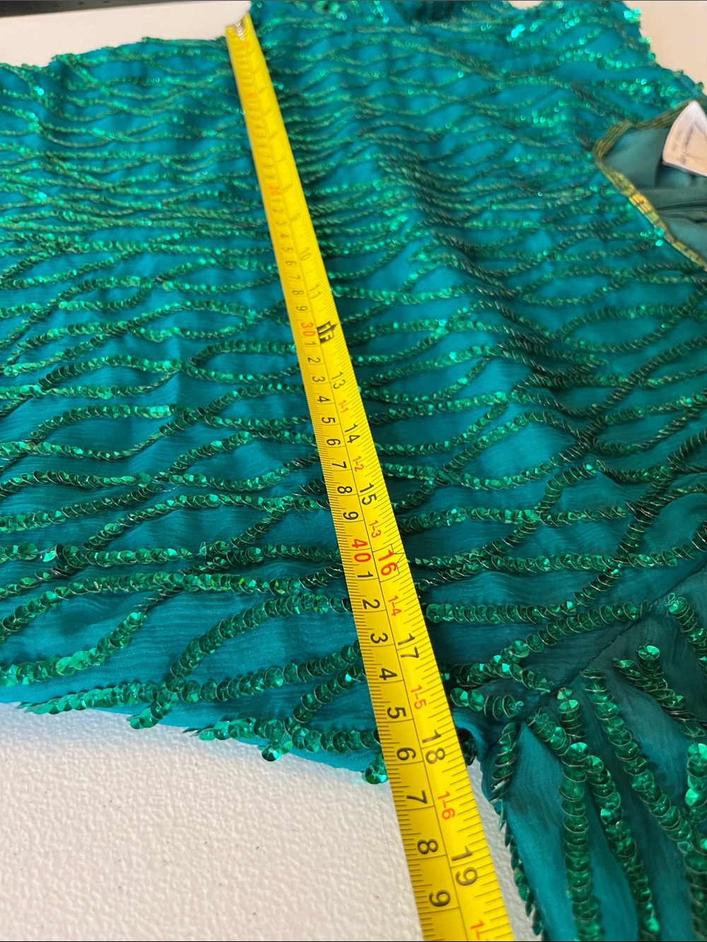 Laurence Kazar New York Emerald Green Silk Dress with Beading and Sequins - Picture 10 of 11